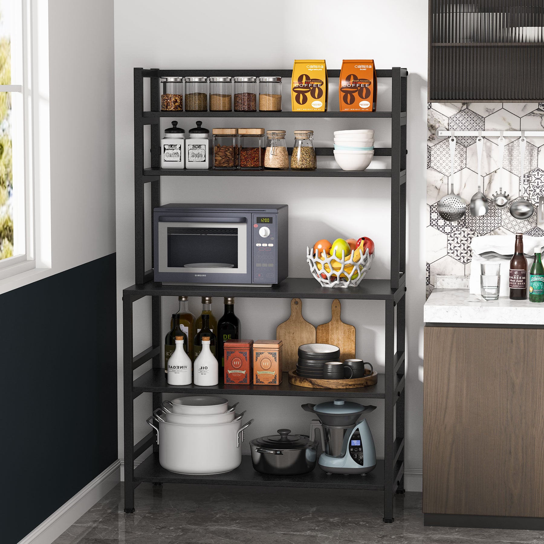 Bakers Rack with Hutch, Microwave Oven Stand